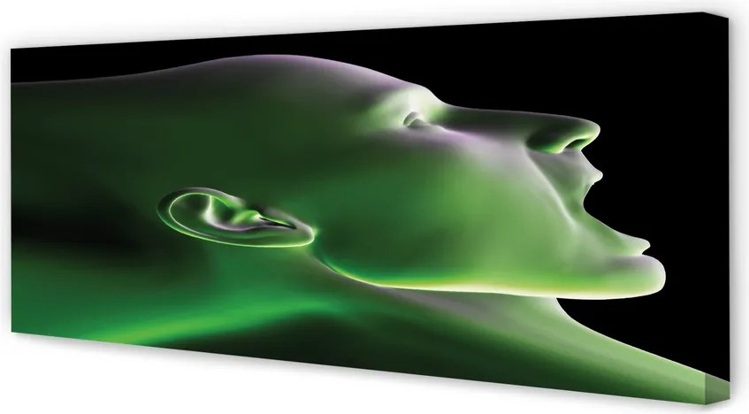 Obraz drukowany na płótnie Głowa Człowieka w Zielonym Świetle