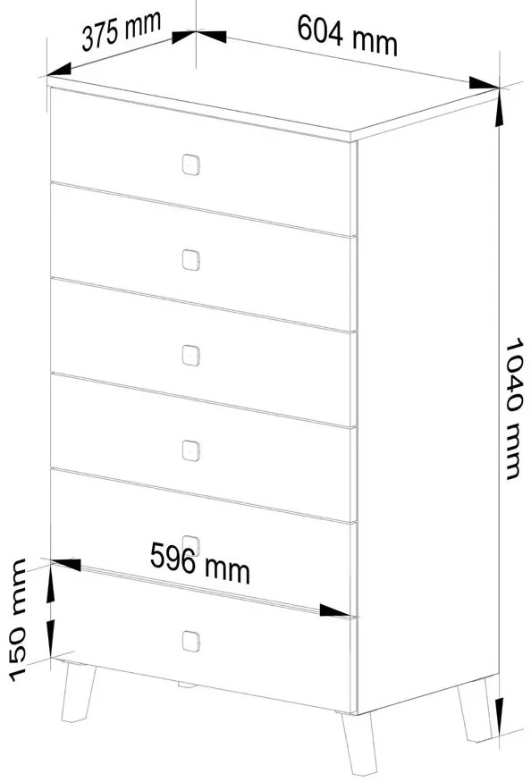 Kaszmirowa komoda z 6 szufladami - Adeks 3X