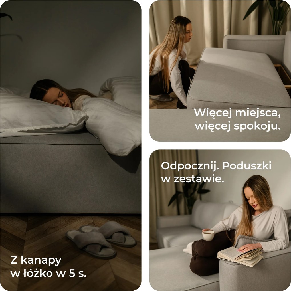 Masseno Narożnik BELARO z funkcją spania i pojemnikiem na pościel Narozniki L, Rozkładana sofa - Musztardowy, CASTEL 48