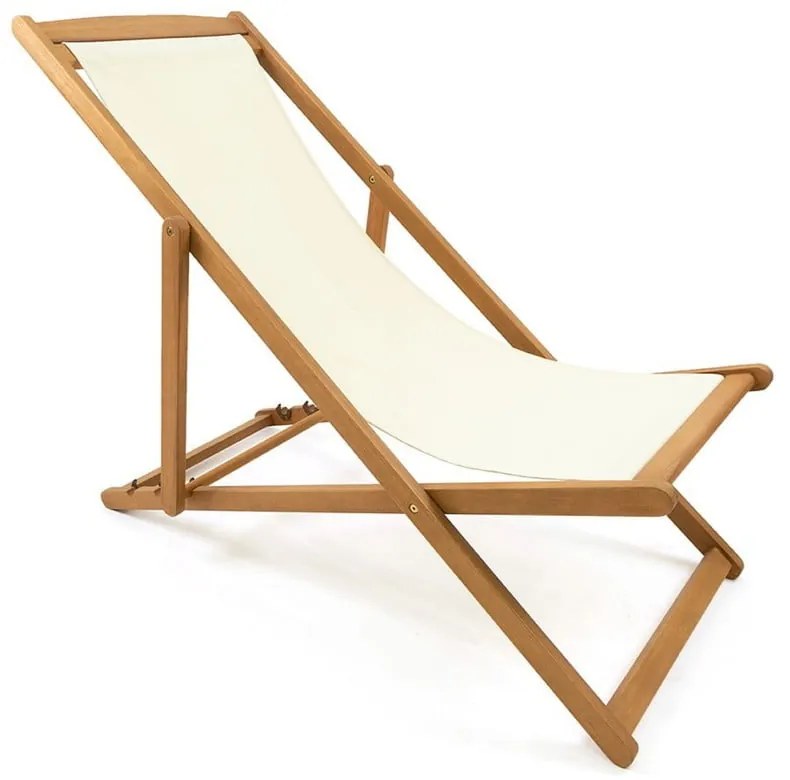Beżowy składany leżak ogrodowy z drewna akacji Bonami Essentials Deck