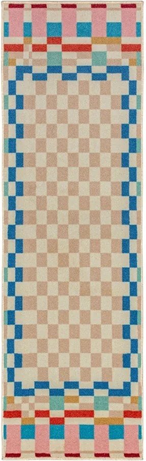 Chodnik z mieszanki wełny 80x300 cm Checkered Border – Flair Rugs