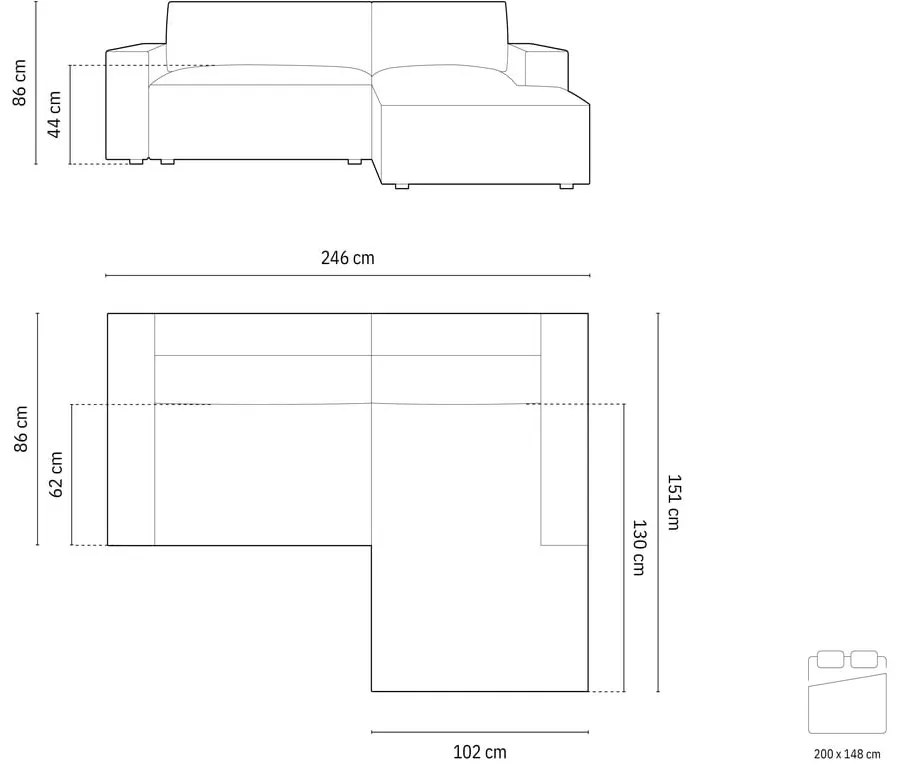 Biały rozkładany narożnik z materiału bouclé (lewostronny) Jodie – Micadoni Home