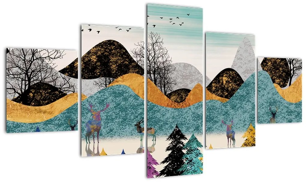 Obraz graficzny z jeleniem (125x70 cm)