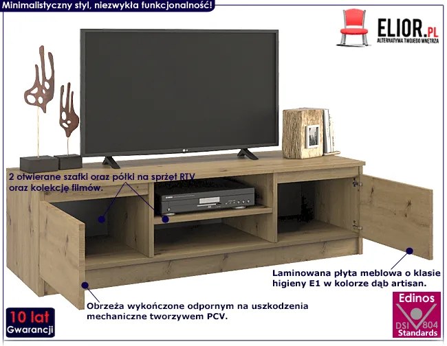 Industrialna szafka RTV Verta 2X 120 cm - dąb artisan