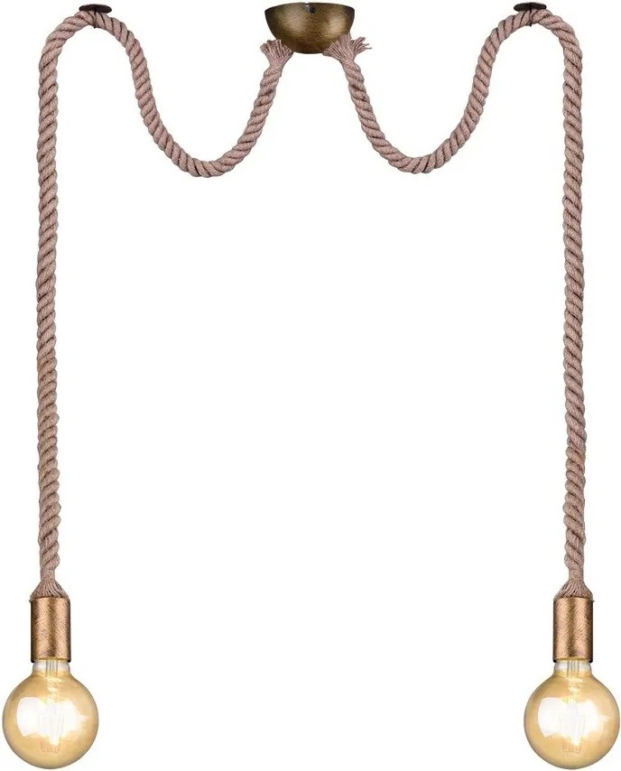 Lampa wisząca w kolorze mosiądzu ø 12 cm Rope – Trio
