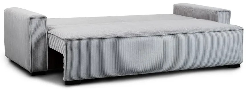 Rozkładana sofa trzyosobowa z pufem SMART SET, jasnoszara