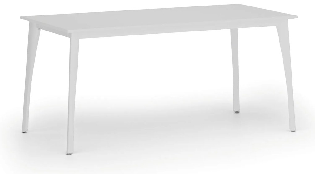 Stół konferencyjny do biura PRIMO OMEGA, 160x80 cm, biała podstawa, biały