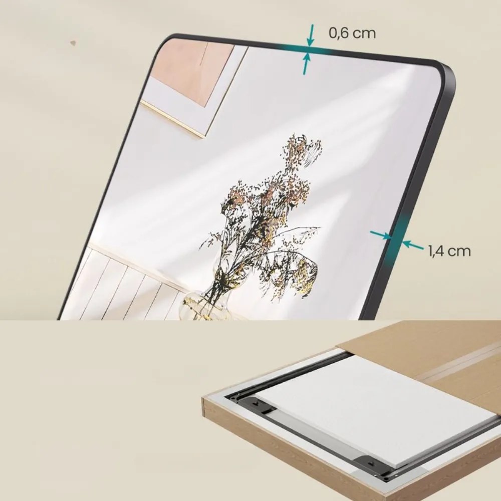 SongmicsHome Lustro prostokątne NOIR, 160x50 cm, czarne