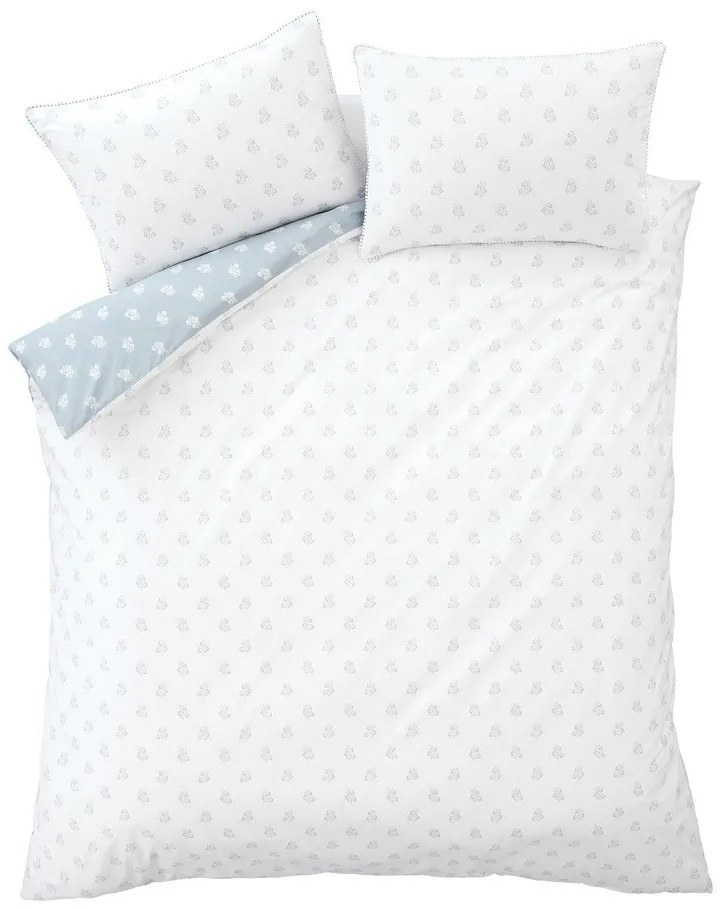 Biało-niebieska bawełniana pościel dwuosobowa 200x200 cm Esme Floral – Bianca
