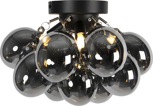 Inteligentna lampa sufitowa czarna z przydymionym szkłem 3-punktowa w tym Zigbee G9 - Uvas