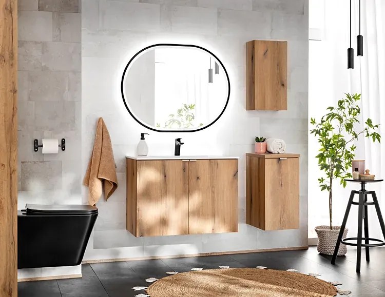 Nowoczesna szafka do łazienki w kolorze dębu 80 cm Z9-T07