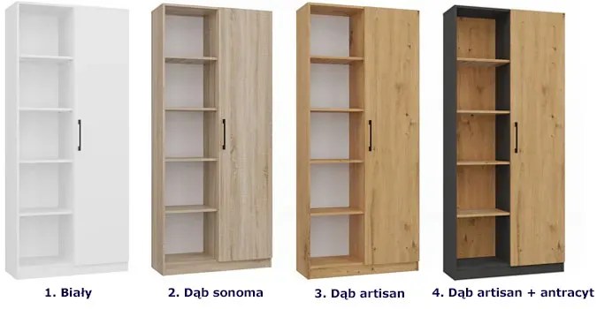 Regał Z Półkami Do Salonu Dąb Artisan + Antracyt C2-C51