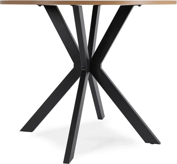 Zestaw Stół Okrągły LAUREN 80 cm Dąb Złoty/Czarny i 4 Krzesła ROBIN Zielone
