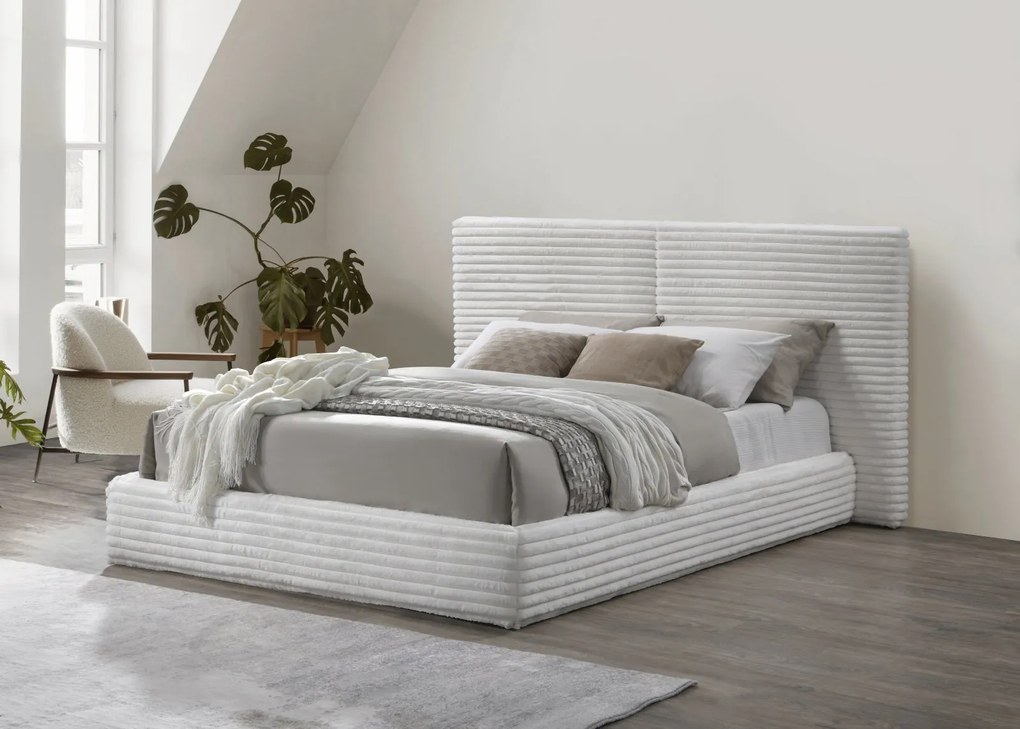 2-osobowe łóżko tapicerowane tkaniną sztruksową Madera 160 Halmar