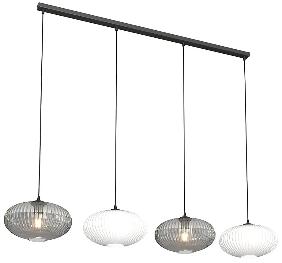 Loftowa lampa wisząca ze szklanymi kloszami grafit + opal - 7X D174 R9-T92