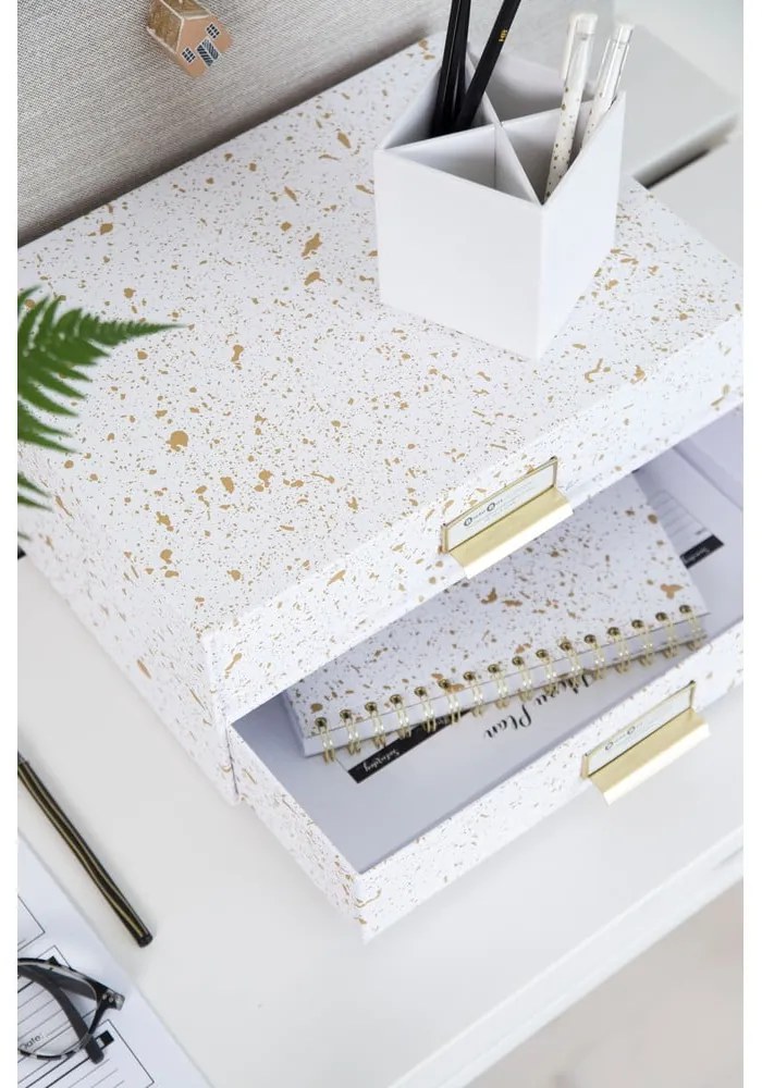 Organizer z 2 szufladkami w biało-złotym kolorze Bigso Box of Sweden Birger