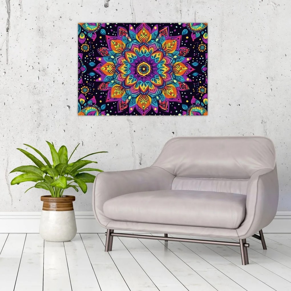Obraz na szkle - Kalejdoskopowa mandala (70x50 cm)
