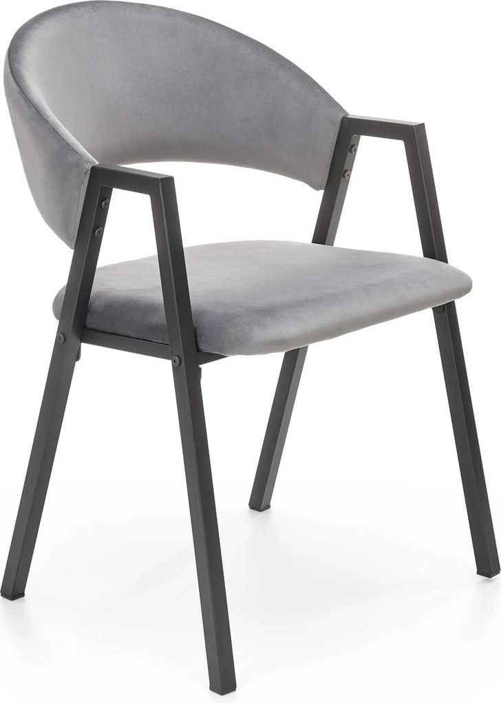 Velvetowe krzesło z podłokietnikami K473