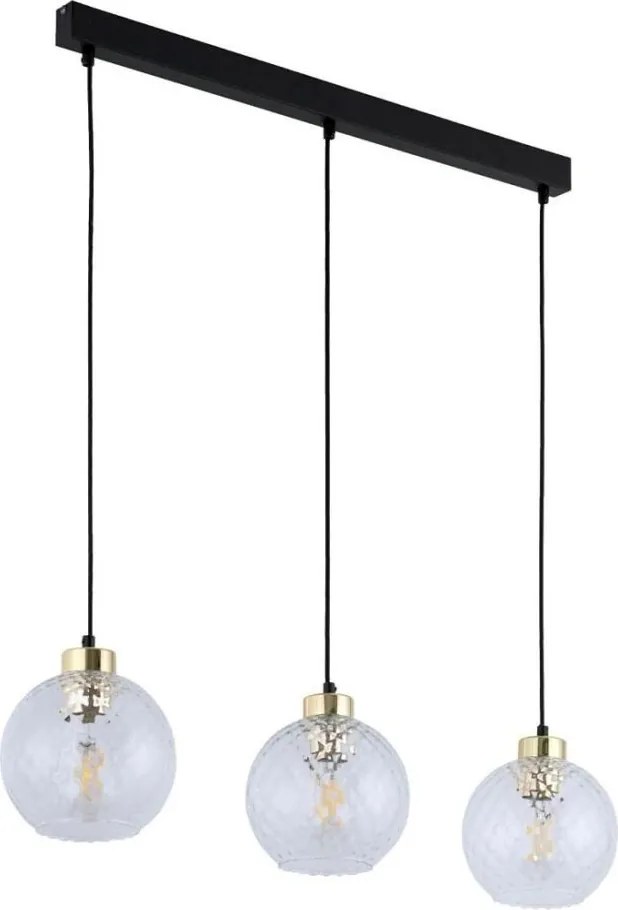 Lampa wisząca LED na lince DEVON 3xE27/15W/230V czarny/przezroczysty