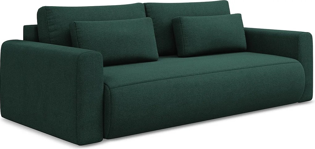 Kanapa 3-osobowa z funkcją spania - z tkaniny strukturalnej - butelkowa zieleń - KAPUA