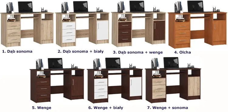 Biurko do gabinetu dąb sonoma + wenge - Delian 2X