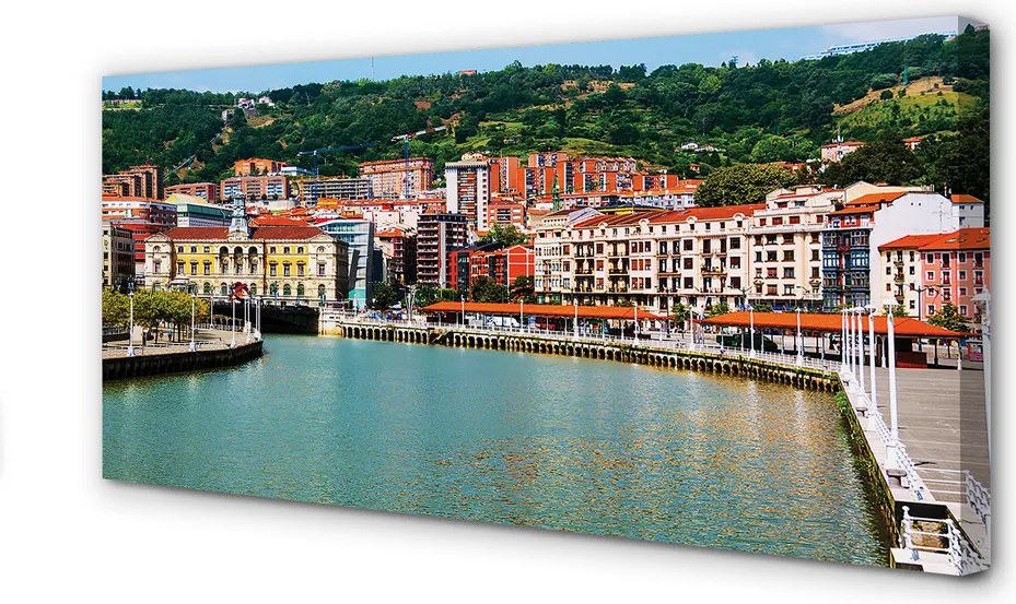 Duży obraz na płótnie Miasto w Dolinie Górskiej Rzeki