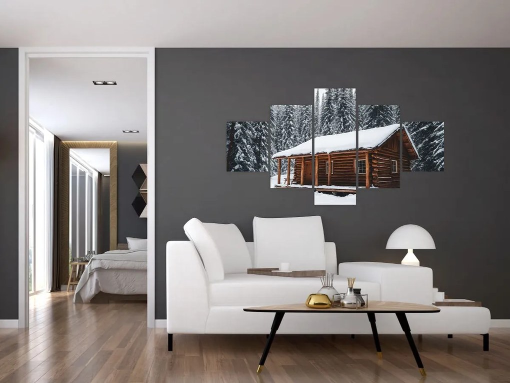 Obraz - Pokryta śniegiem chata (125x70 cm)