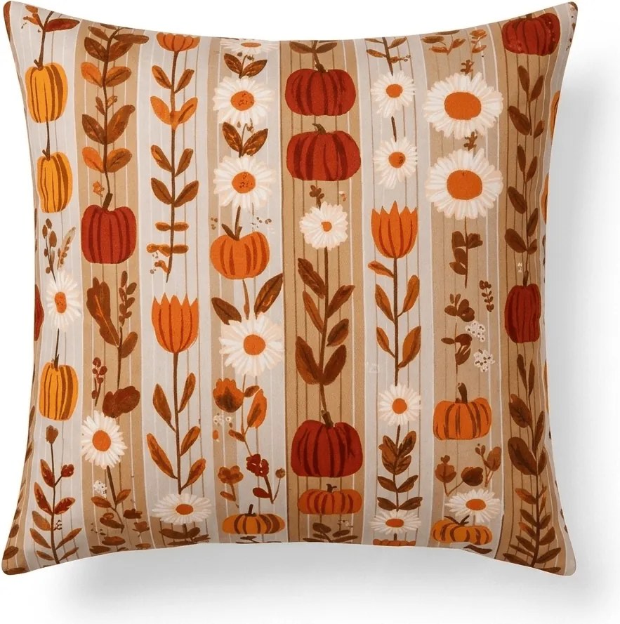 Poszewka na poduszkę z mikrofibry PUMPKIN STRIPES 45x45 cm, kolorowy