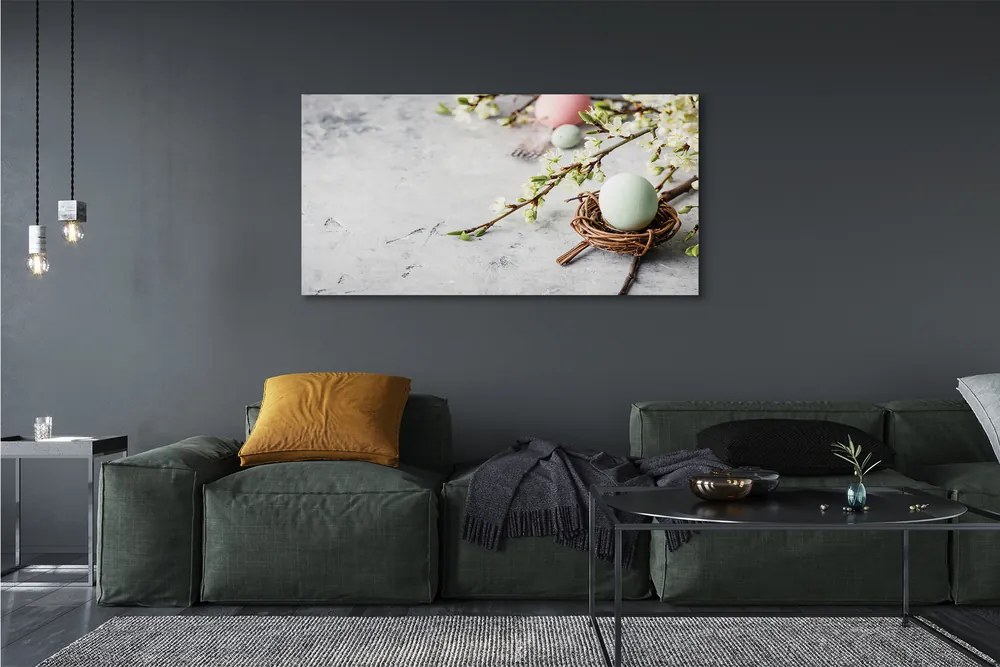 Duży obraz na płótnie Kwiaty i Jajka Wielkanocne