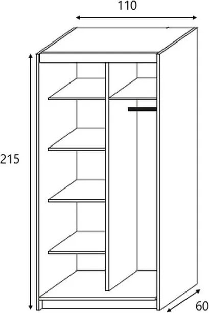 Szafa Przesuwna NICOLA 110 cm Szafa Dwudrzwiowa Biała