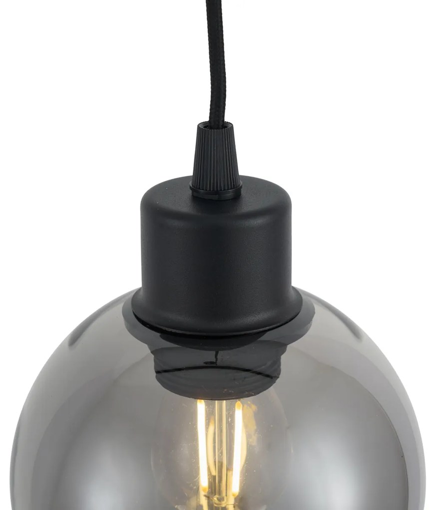 Nowoczesna lampa wisząca czarna ze szkłem dymnym do systemu szynowego 1-fazowego - Iconic Lava Nowoczesny Oswietlenie wewnetrzne