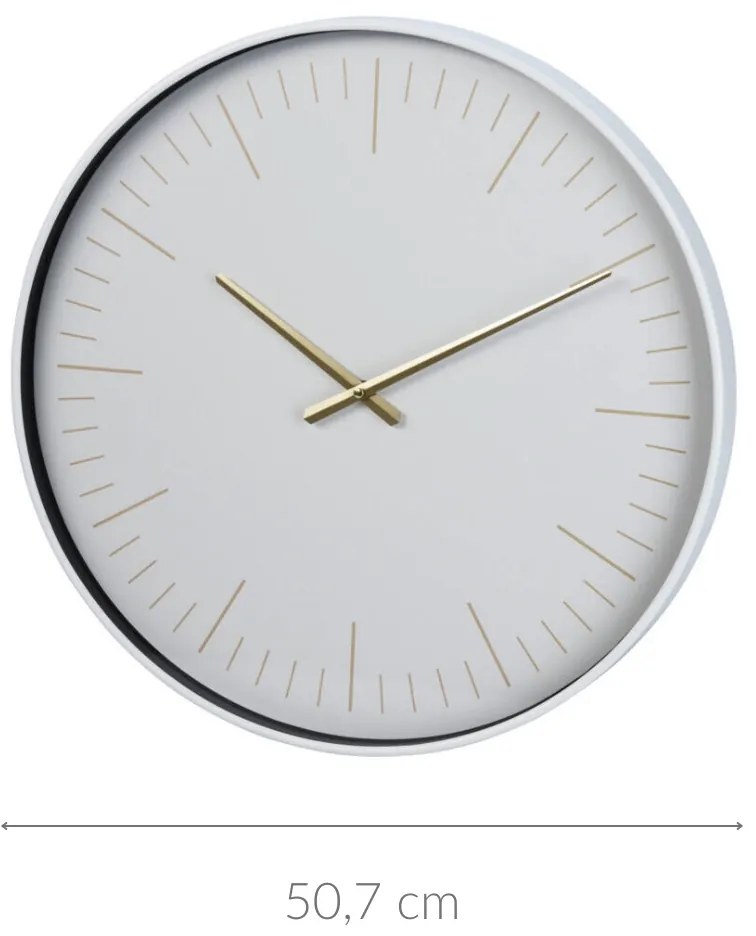 Zegar ścienny nowoczesny, złote wskazówki, Ø 50,7 cm