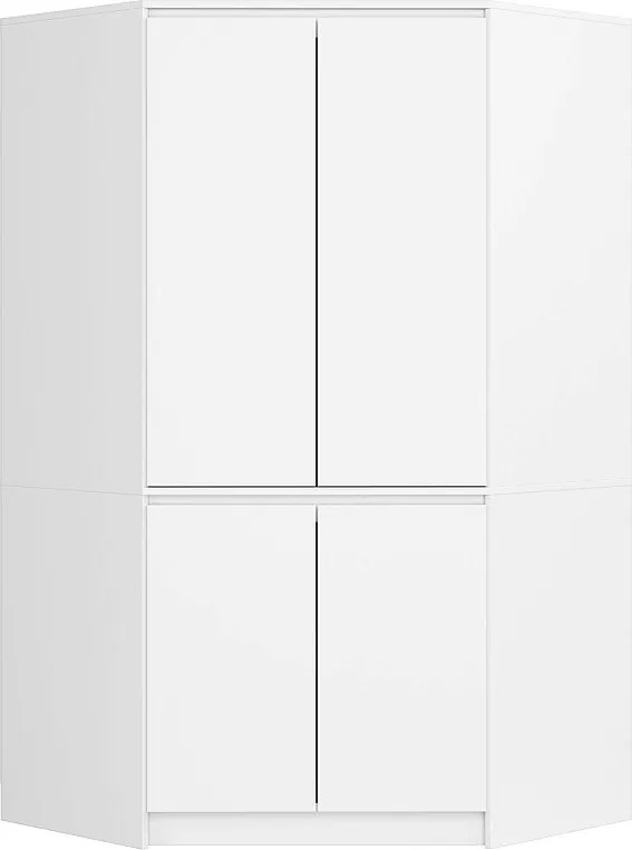 Szafa narożna AKORD S100 Biała 100 cm 4 drzwi fronty kolor Biały mat 6 półek 100x50x180 cm