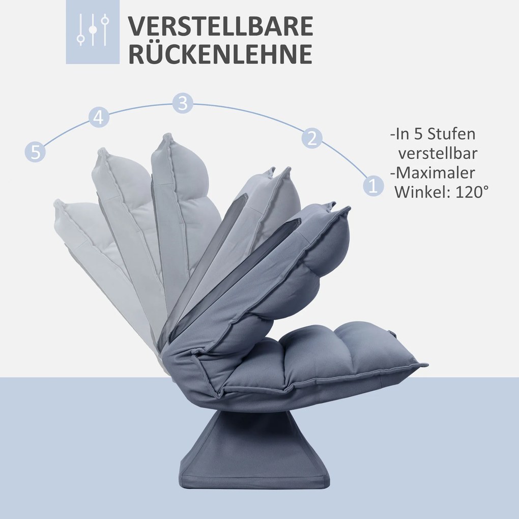 HOMCOM Krzesło Podłogowe z Regulowanym Oparciem Obrotowe do Medytacji 62x70x95 cm Szare | Aosom PL
