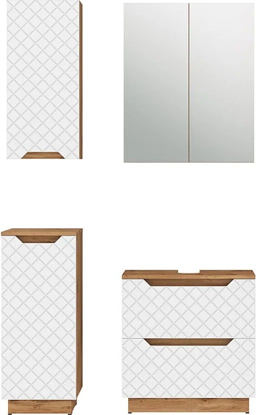 Zestaw mebli łazienkowych dąb/biały ze strukturą płytek 59.8x32x62.5 lotta