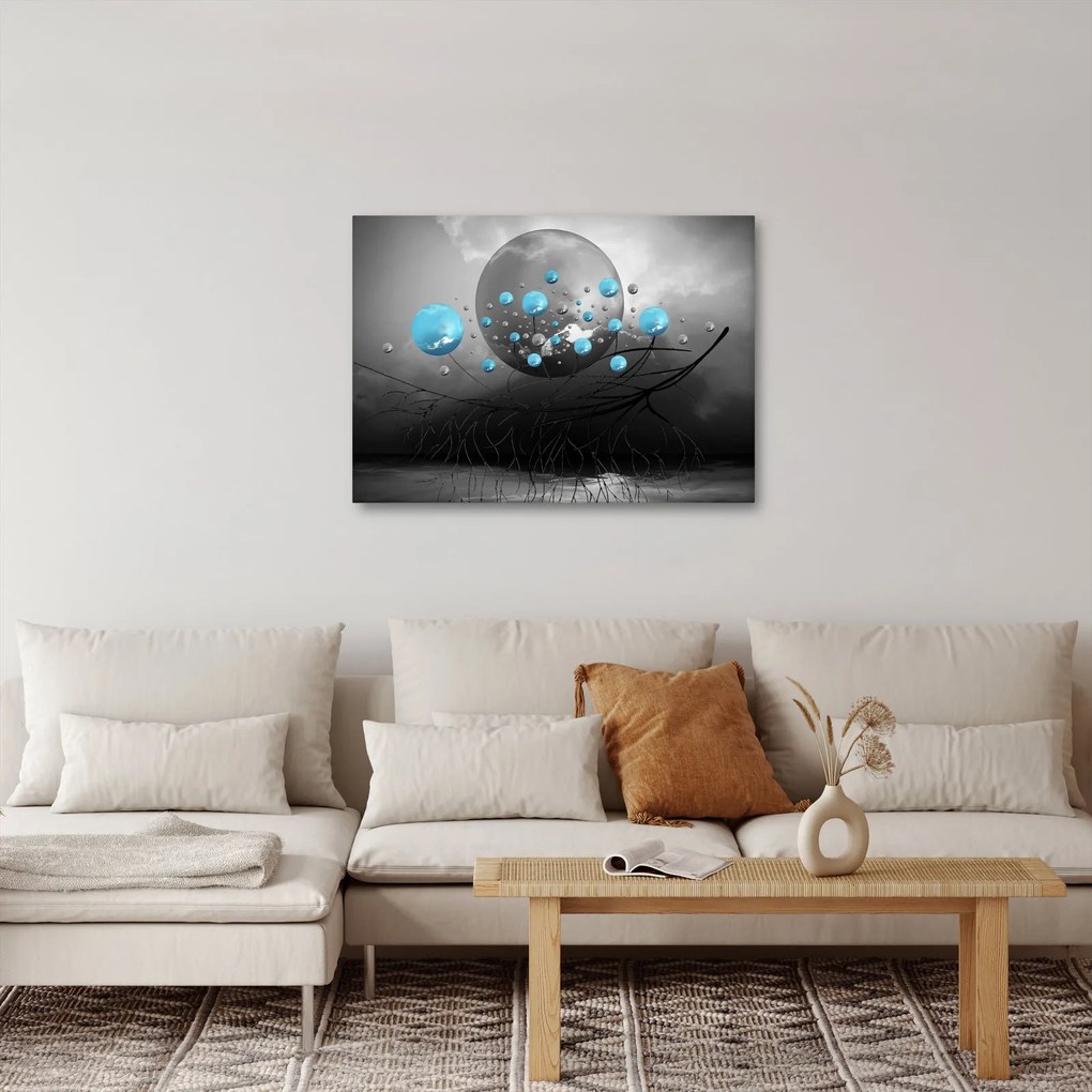 Obraz - jasnoniebieskie abstrakcyjne kule (70x50 cm)