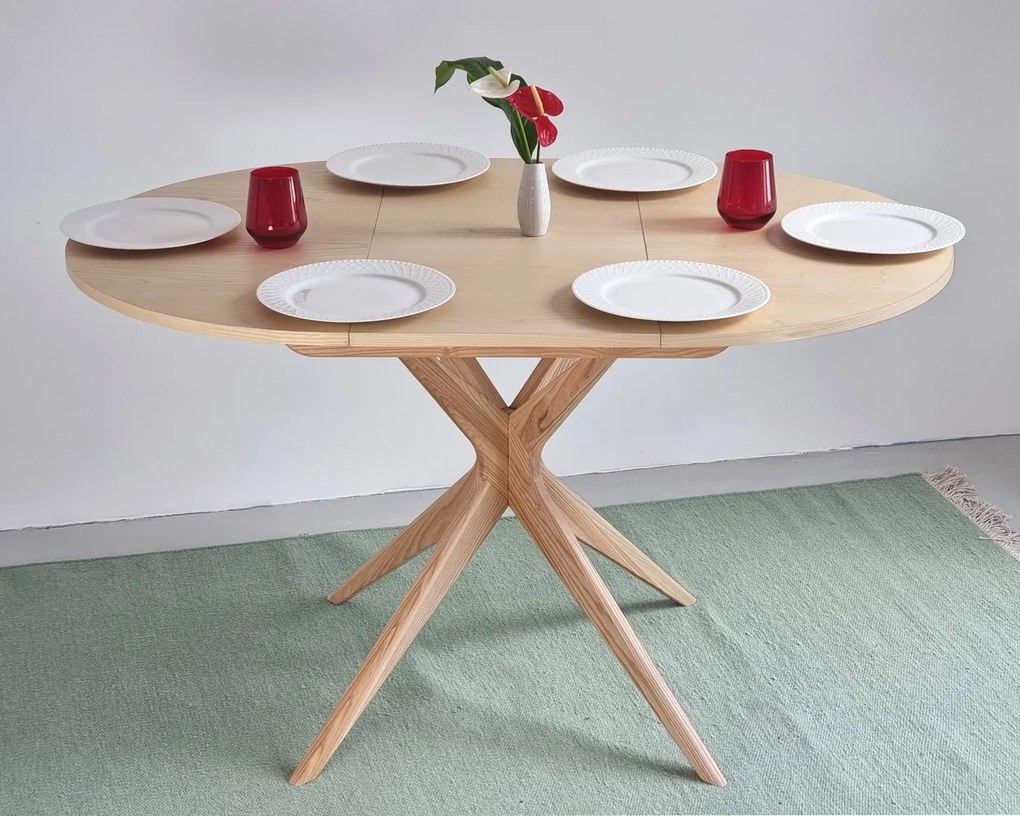 Okrągły stół fornirowany Jubi 90 cm rozsuwany do 130 cm
