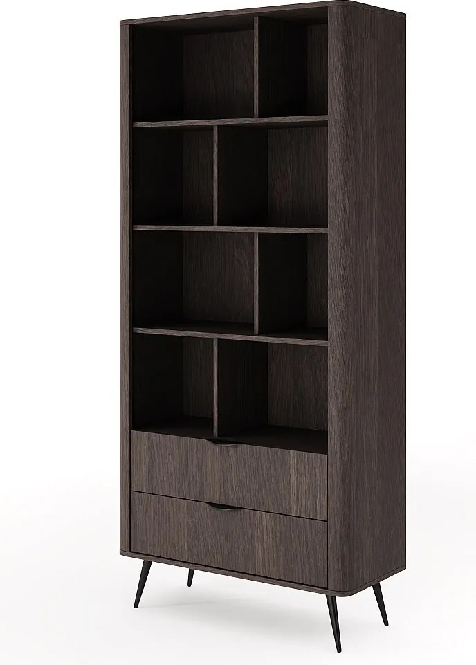 Regał biblioteczny, dąb Dunin w połączeniu z czernią, 88,2 x 193,8 x 38 cm