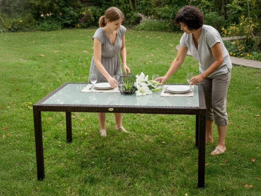 Stół ogrodowy z technorattanu 150 x 90 cm AVVICENTE brąz