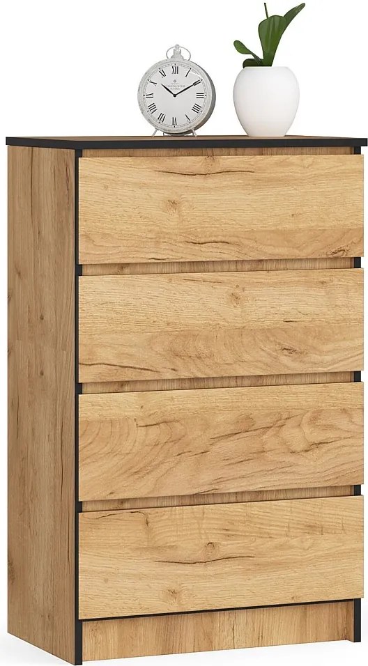 Komoda AKORD K60 Dąb Craft 60 cm 4 szuflady kolor Dąb Craft mat 60x40x99 cm