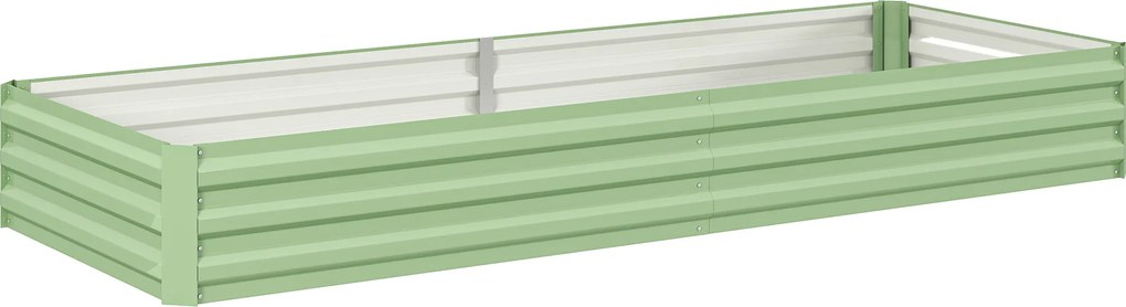 Outsunny Podwyższone Grządki Ogrodowe z Stali, Otwarte Dno, Łatwy Montaż, 241 dł. x 90,5 szer. x 30 wys. cm, Zielony