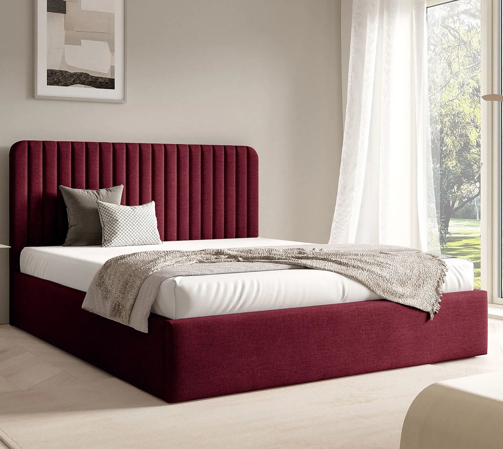 Czerwone nowoczesne łóżko tapicerowane 3 rozmiary A4-B22