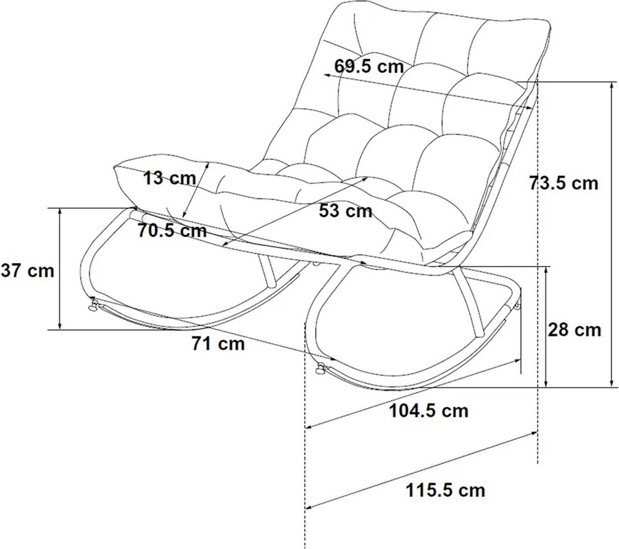 Fotel Bujany VIBE Ogrodowy z Poduszką Stalowy Czarny Szary 115 Cm