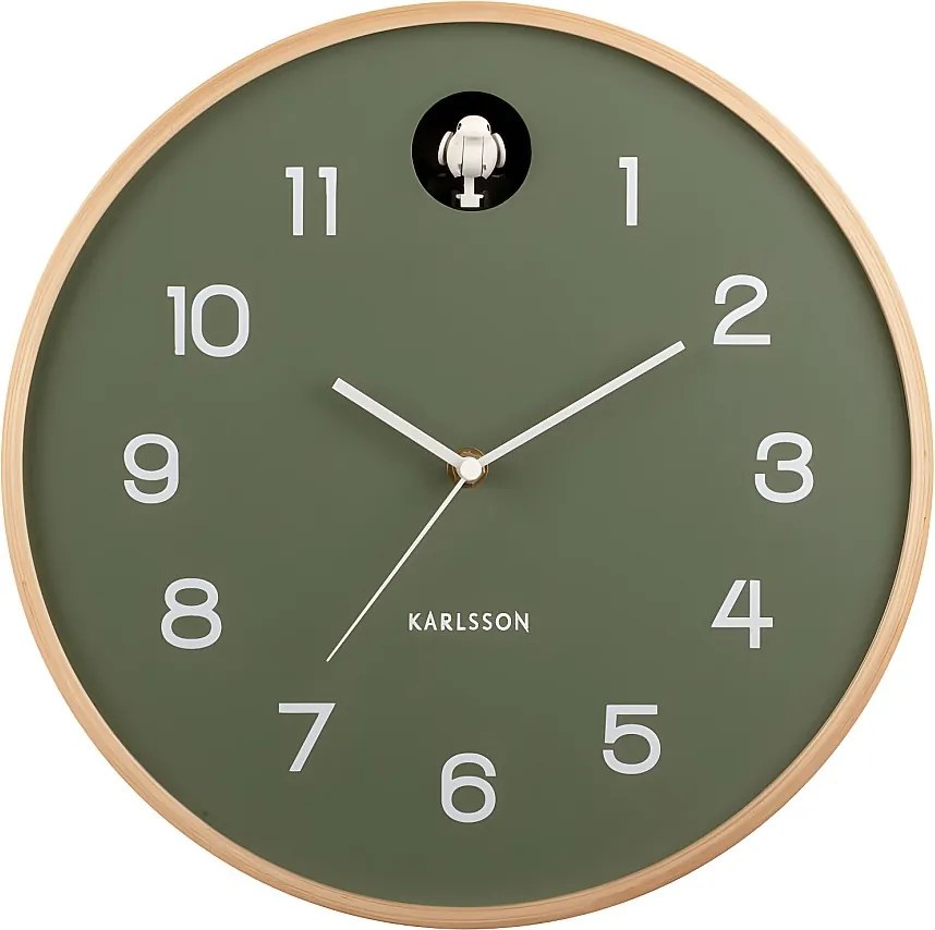 Zegar ścienny Naturalna Kukułka - Dżunglowa zieleń - Ø31,5cm