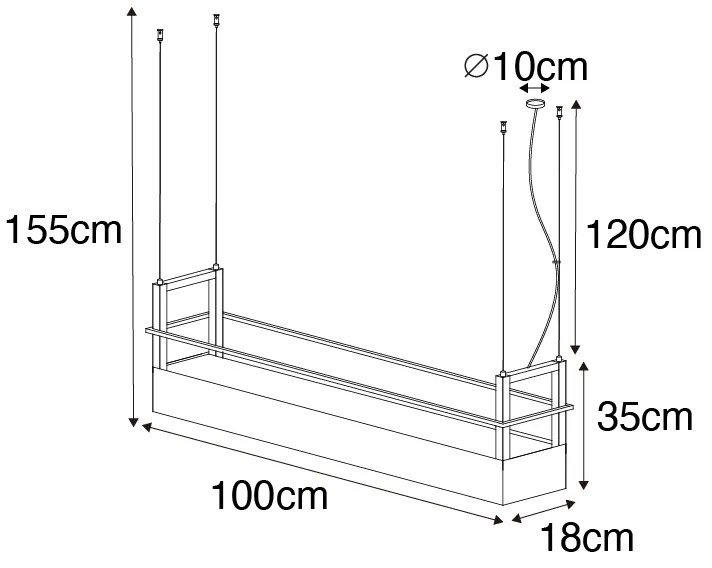 Industrialna lampa wisząca czarna z półką 4-światła GU10 - Cage RackPrzemysłowy Oswietlenie wewnetrzne
