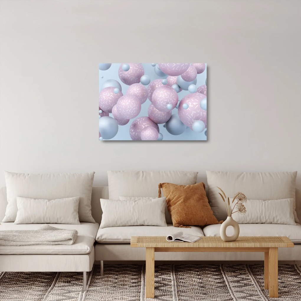 Malarstwo abstrakcyjne - Pastelowe kule (70x50 cm)