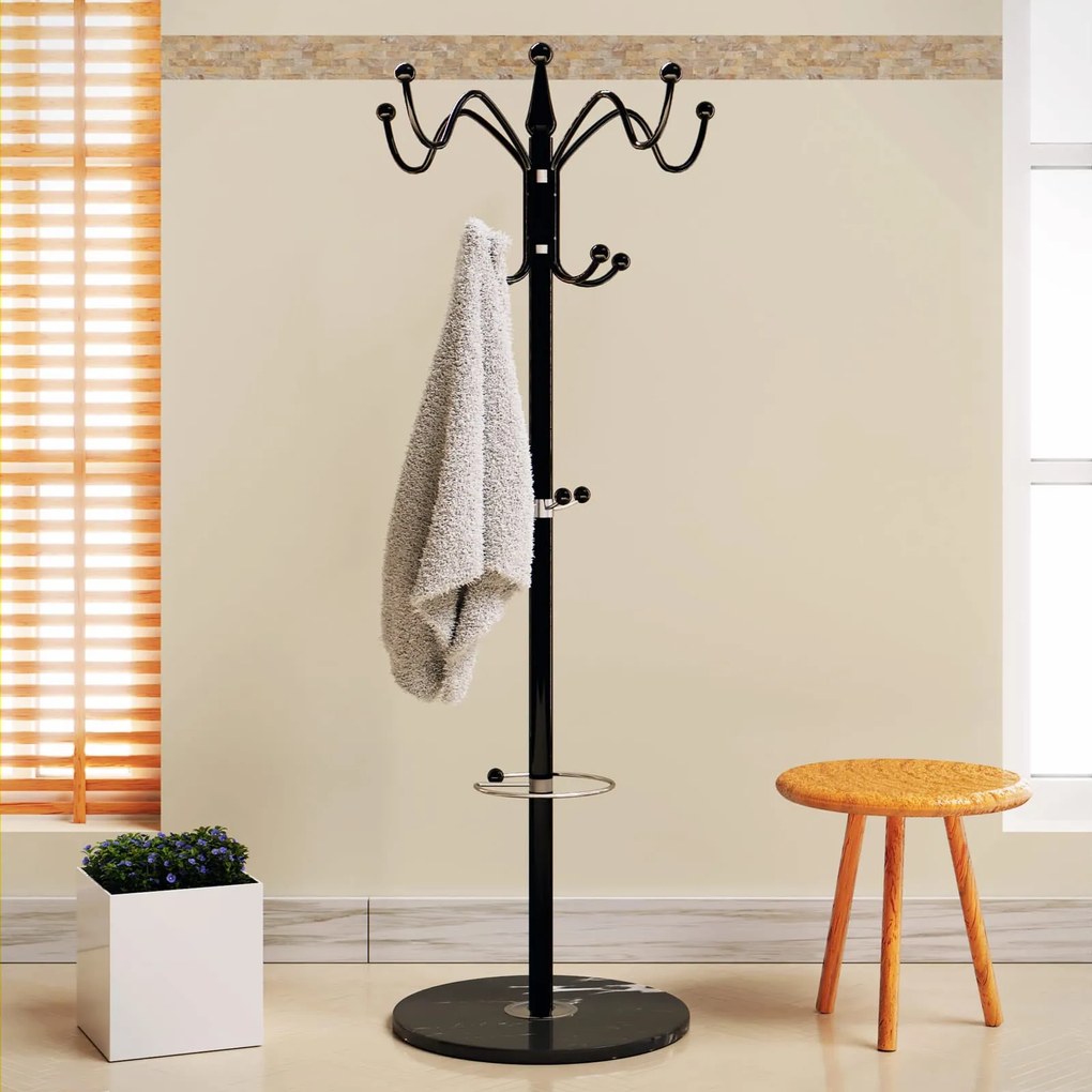 Wieszak stojący TENZY z marmurową podstawą, 37x173 cm, czarny Casaria