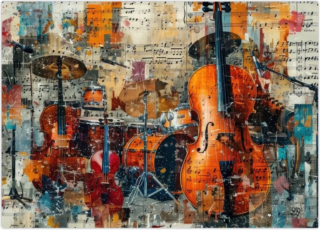 Obraz na szkle - Instrumenty muzyczne (70x50 cm)