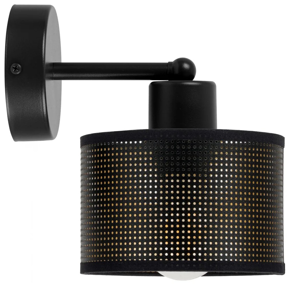 Czarny kinkiet jednopunktowy z czarnym abażurem WD-BE-1010SC-SC