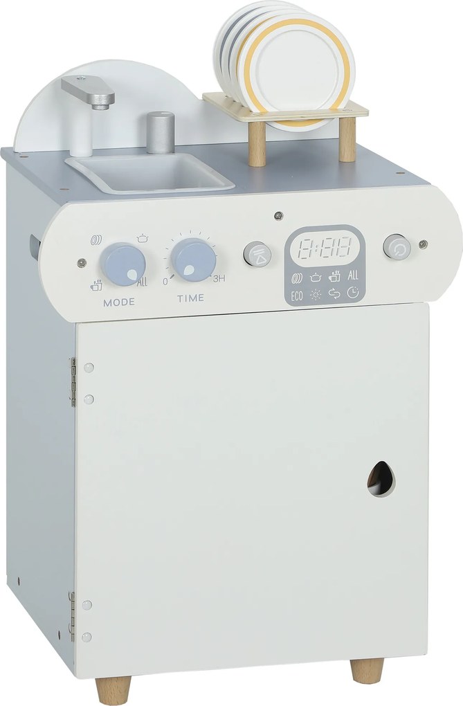 AIYAPLAY Zestaw kuchni ze zlewem, 32 elementy akcesoriów, MDF, dla dzieci od 3 lat, jasnoniebieska